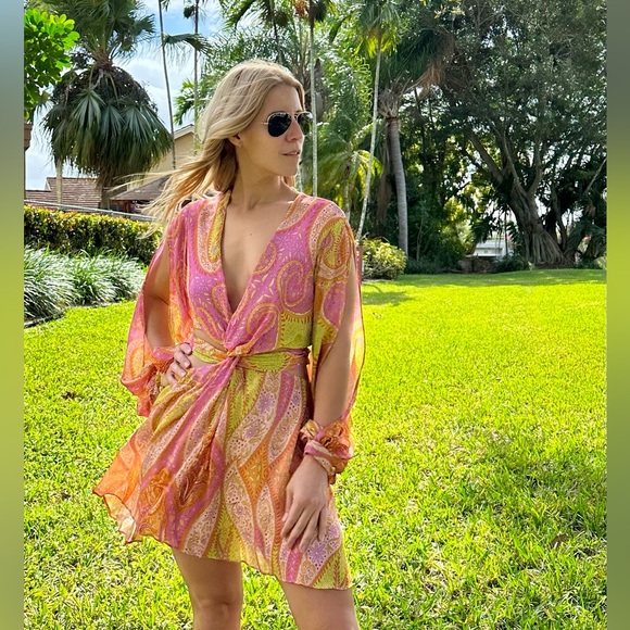 COPY - ZARA WOMAN NWT $119 SS22 MULTICOLORED CUT OUT PRINTED DRESS MEDIUM - Picture 3 of 16